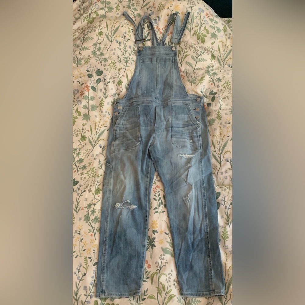 citizens of humanity light wash denim overalls